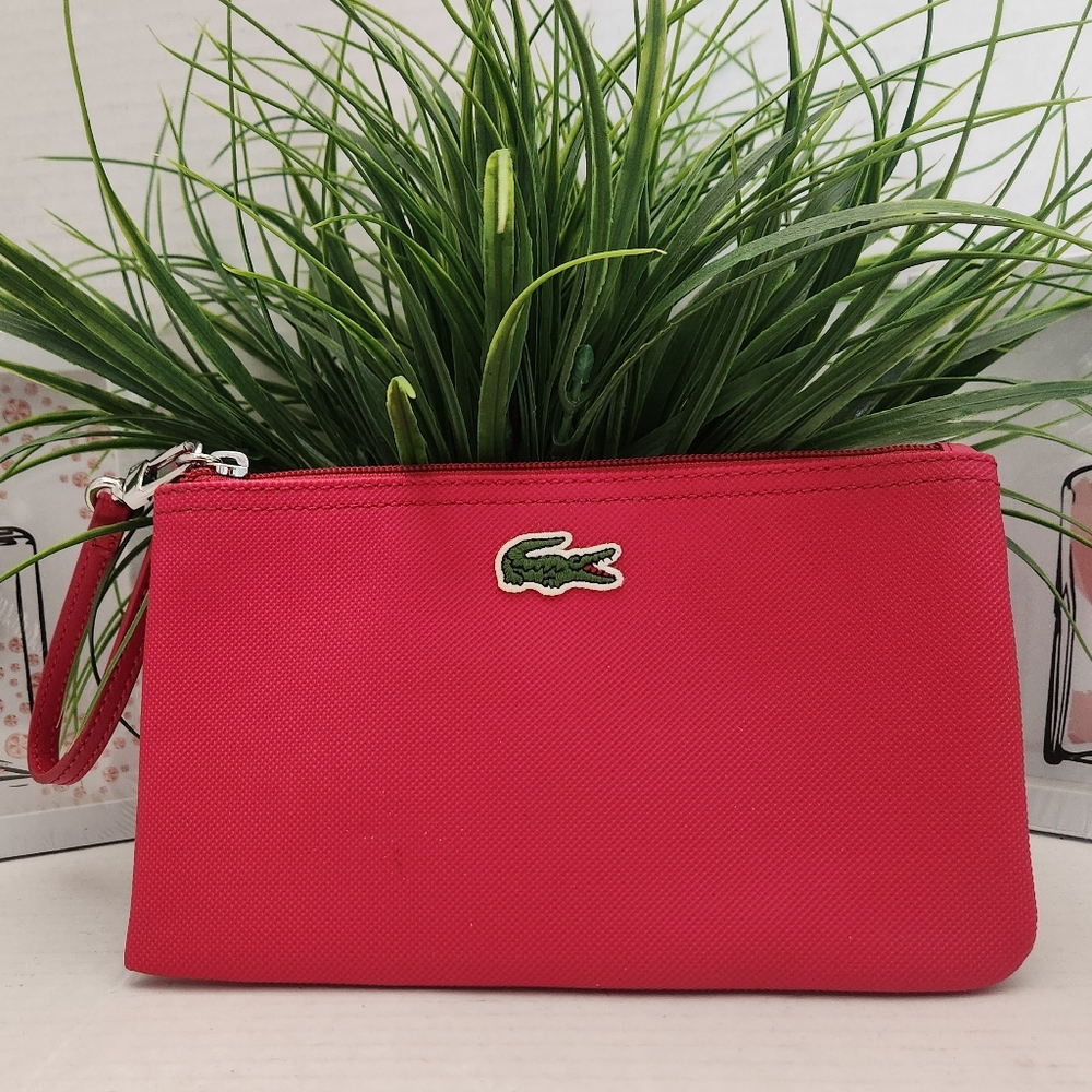Lacoste Red Wristlet Women's Clutch Logo Bag